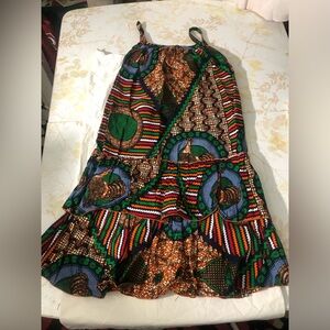 Colorful Patterned Sleeveless African  Dress for woman or teen